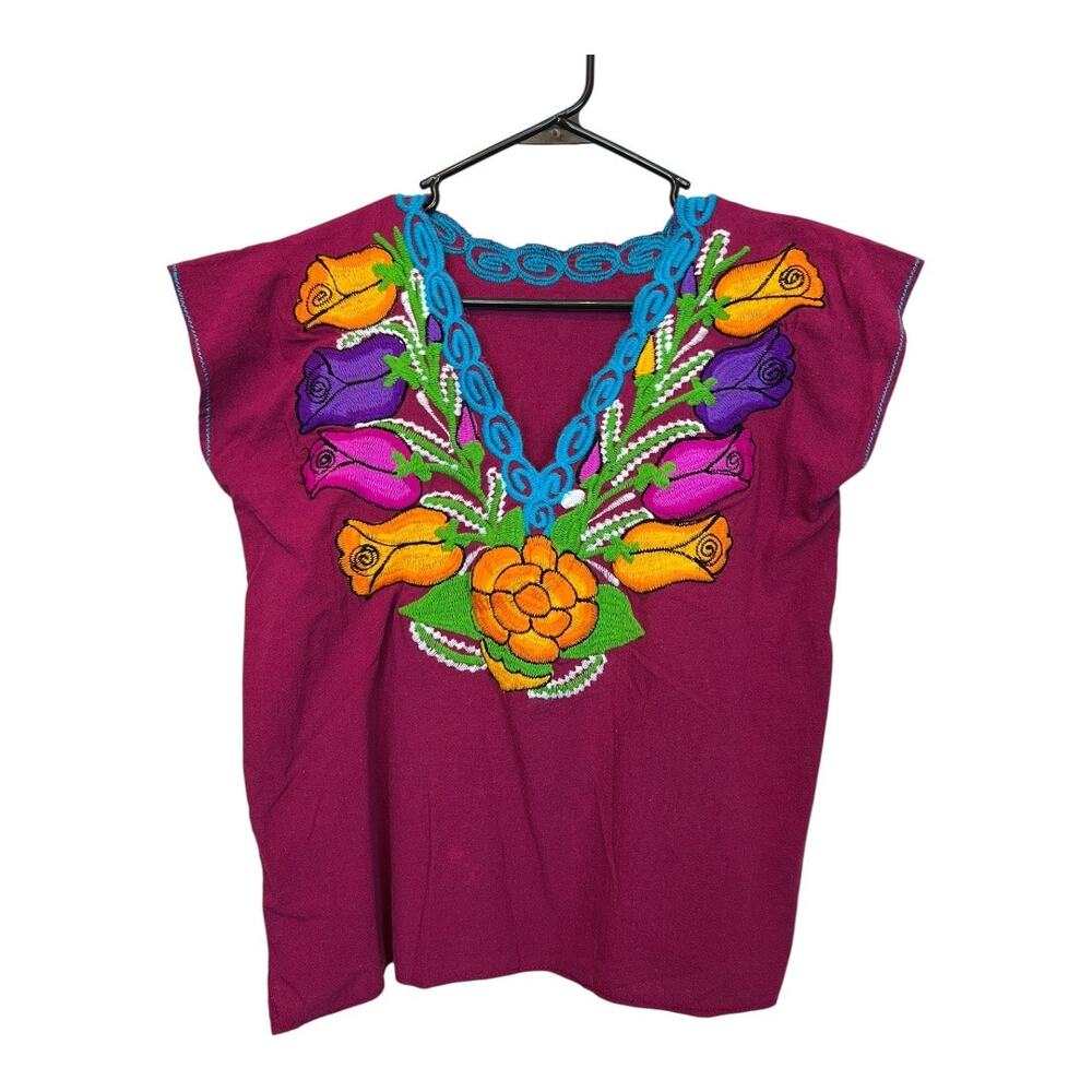 Embroidered Floral Boho Blouse Shirt Top Cottage Indie Fairy Festival Hippie